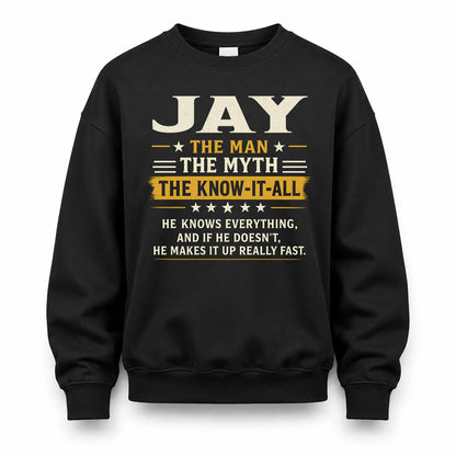 JAY TM90-K04-125 - NAME Legendary Know-It-All Personalized Funny Shirt