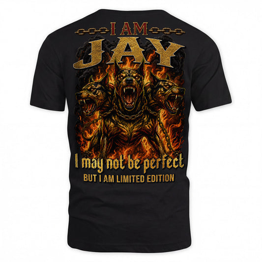 JAY MP88-F2-168–Personalized Bold Quote Apparel “I Am NAME I May Not Be Perfect But I Am Limited Edition
