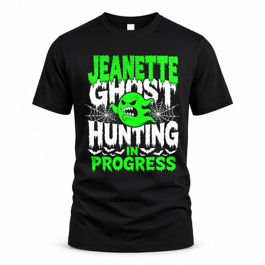 JEANETTE HW22-K06-109 - NAME Ghost Hunting In Progress Personalized Halloween Shirt