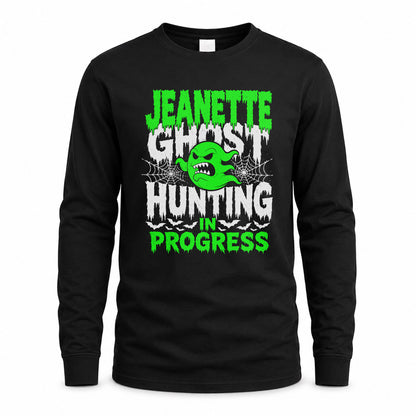 JEANETTE HW22-K06-109 - NAME Ghost Hunting In Progress Personalized Halloween Shirt