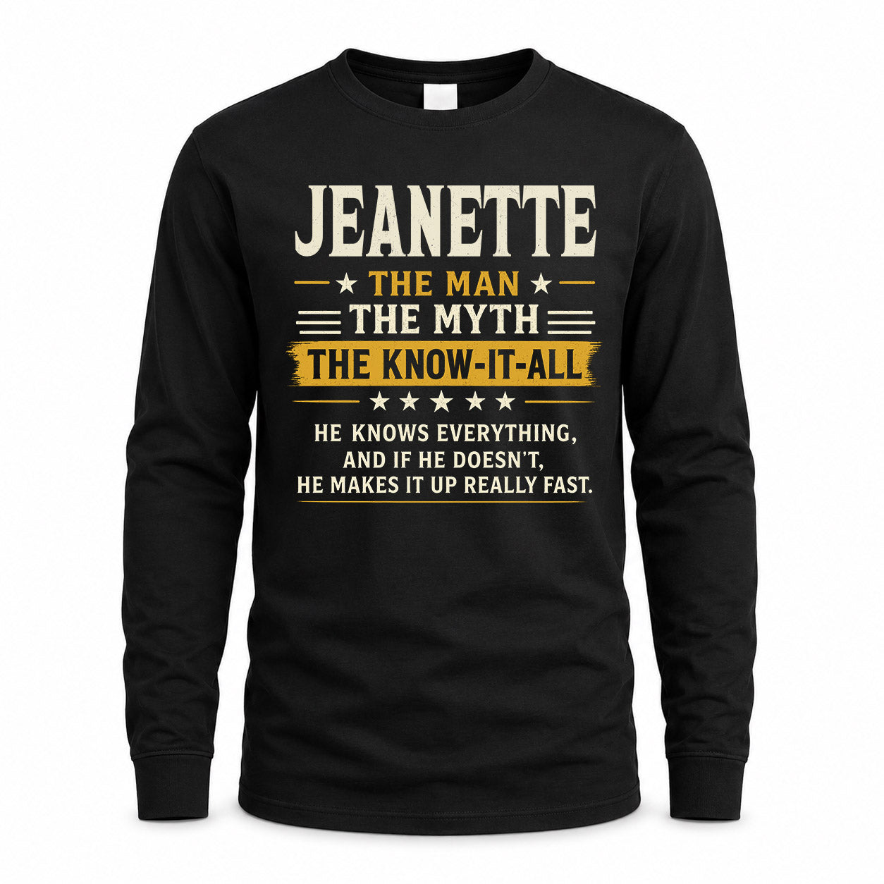 JEANETTE TM90-K04-125 - NAME Legendary Know-It-All Personalized Funny Shirt