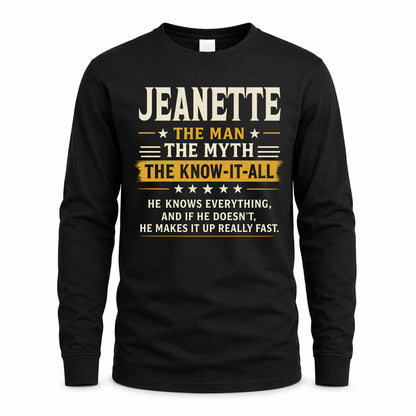 JEANETTE TM90-K04-125 - NAME Legendary Know-It-All Personalized Funny Shirt