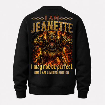 JEANETTE MP88-F2-168–Personalized Bold Quote Apparel “I Am NAME I May Not Be Perfect But I Am Limited Edition