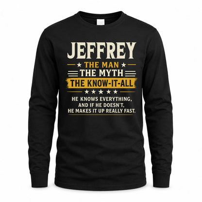 JEFFREY TM90-K04-125 - NAME Legendary Know-It-All Personalized Funny Shirt