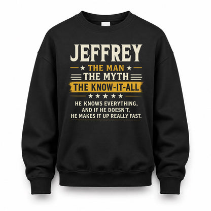 JEFFREY TM90-K04-125 - NAME Legendary Know-It-All Personalized Funny Shirt