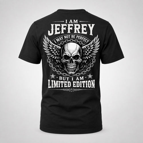 JEFFREY P01-K24-229 – Personalized Skull Graphic Apparel “I Am NAME I May Not Be Perfect But I Am Limited Edition”