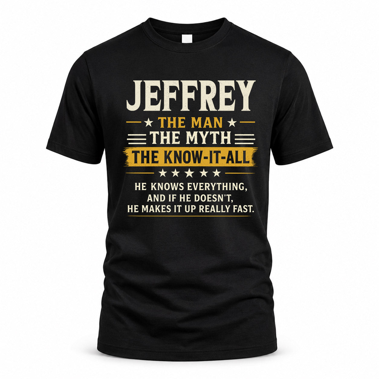 JEFFREY TM90-K04-125 - NAME Legendary Know-It-All Personalized Funny Shirt