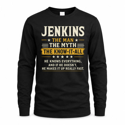JENKINS TM90-K04-125 - NAME Legendary Know-It-All Personalized Funny Shirt