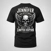 JENNIFER P01-K24-229 – Personalized Skull Graphic Apparel “I Am NAME I May Not Be Perfect But I Am Limited Edition”
