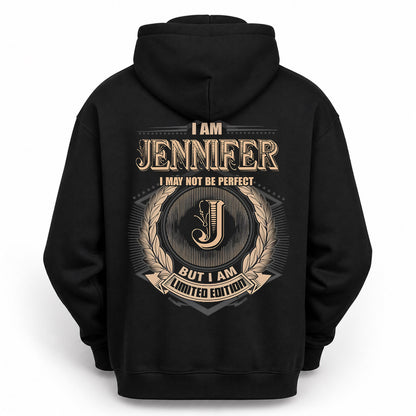 JENNIFER PH55-T25-Personalized Name Quote Apparel “I Am NAME May Not Be Perfect But I Am Limited Edition”