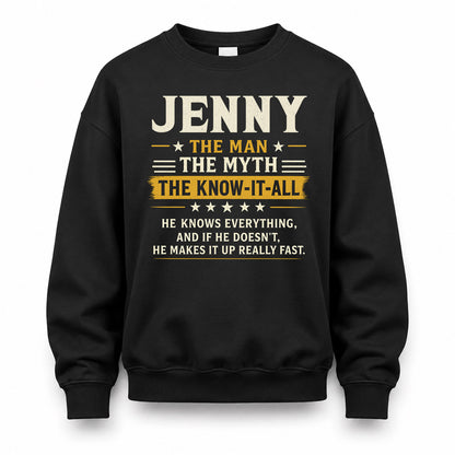 JENNY TM90-K04-125 - NAME Legendary Know-It-All Personalized Funny Shirt
