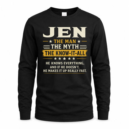 JEN TM90-K04-125 - NAME Legendary Know-It-All Personalized Funny Shirt