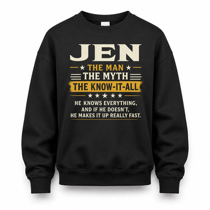 JEN TM90-K04-125 - NAME Legendary Know-It-All Personalized Funny Shirt