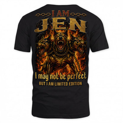 JEN MP88-F2-168–Personalized Bold Quote Apparel “I Am NAME I May Not Be Perfect But I Am Limited Edition