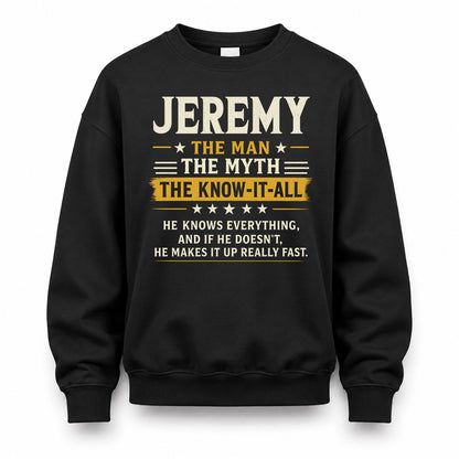 JEREMY TM90-K04-125 - NAME Legendary Know-It-All Personalized Funny Shirt