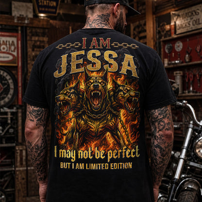 JESSA MP88-F2-168–Personalized Bold Quote Apparel “I Am NAME I May Not Be Perfect But I Am Limited Edition