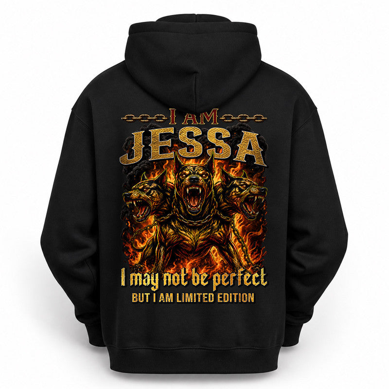 JESSA MP88-F2-168–Personalized Bold Quote Apparel “I Am NAME I May Not Be Perfect But I Am Limited Edition