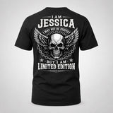 JESSICA P01-K24-229 – Personalized Skull Graphic Apparel “I Am NAME I May Not Be Perfect But I Am Limited Edition”
