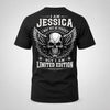 JESSICA P01-K24-229 – Personalized Skull Graphic Apparel “I Am NAME I May Not Be Perfect But I Am Limited Edition”