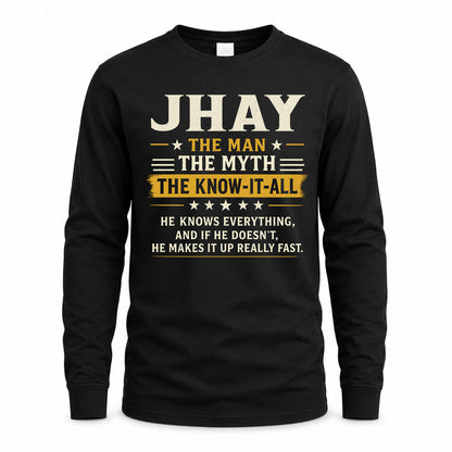 JHAY TM90-K04-125 - NAME Legendary Know-It-All Personalized Funny Shirt