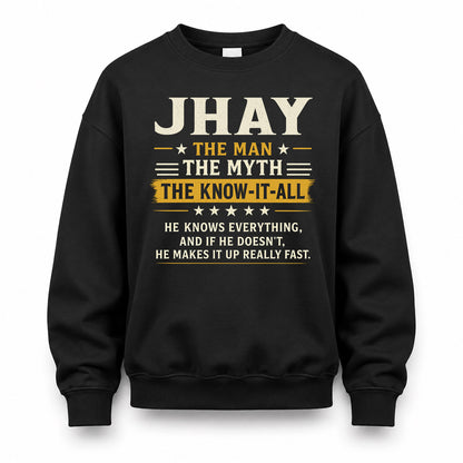 JHAY TM90-K04-125 - NAME Legendary Know-It-All Personalized Funny Shirt