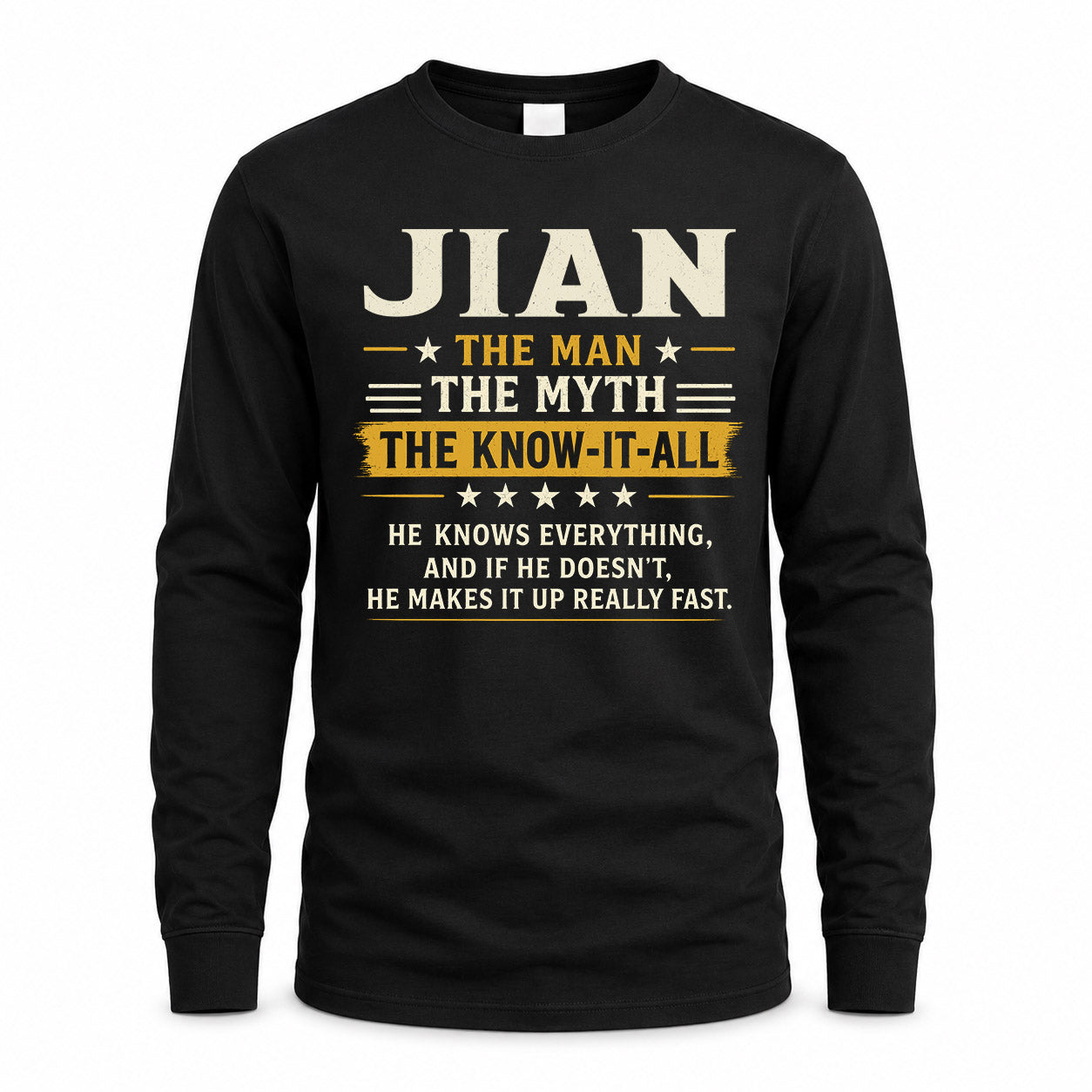 JIAN TM90-K04-125 - NAME Legendary Know-It-All Personalized Funny Shirt