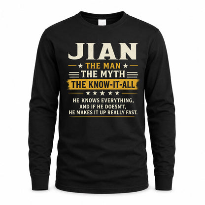 JIAN TM90-K04-125 - NAME Legendary Know-It-All Personalized Funny Shirt
