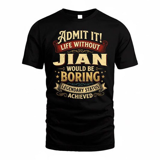 JIAN TP65-K5-268–Personalized Funny Quote Apparel “Life Without NAME Would Be Boring”