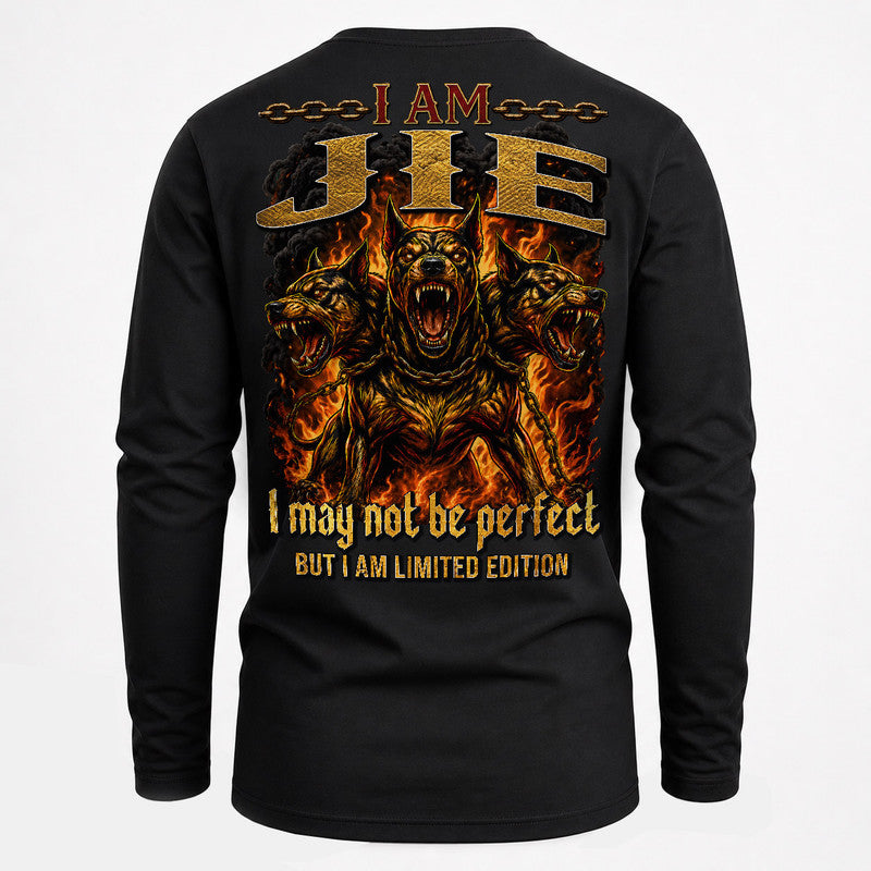 JIE MP88-F2-168–Personalized Bold Quote Apparel “I Am NAME I May Not Be Perfect But I Am Limited Edition