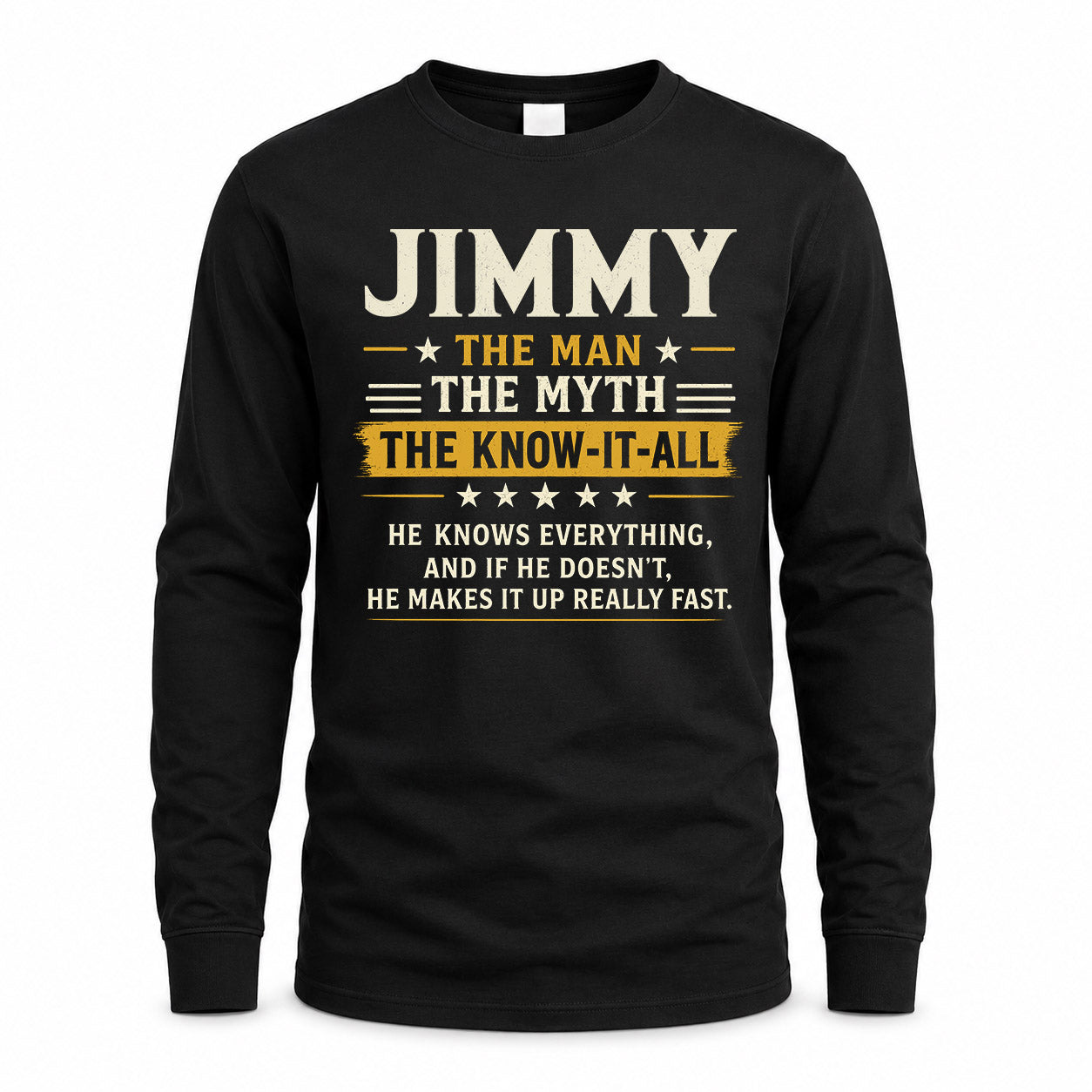JIMMY TM90-K04-125 - NAME Legendary Know-It-All Personalized Funny Shirt