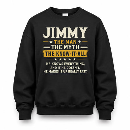 JIMMY TM90-K04-125 - NAME Legendary Know-It-All Personalized Funny Shirt