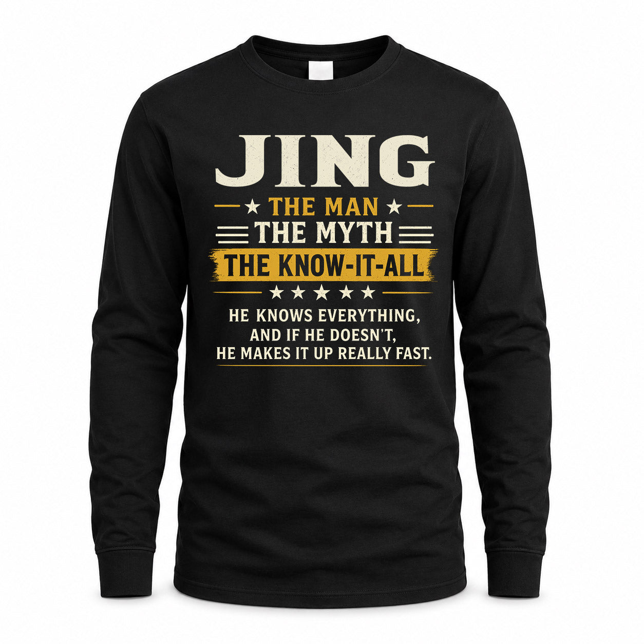 JING TM90-K04-125 - NAME Legendary Know-It-All Personalized Funny Shirt