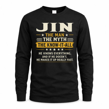 JIN TM90-K04-125 - NAME Legendary Know-It-All Personalized Funny Shirt