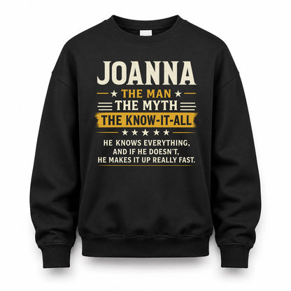 JOANNA TM90-K04-125 - NAME Legendary Know-It-All Personalized Funny Shirt