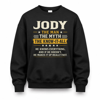 JODY TM90-K04-125 - NAME Legendary Know-It-All Personalized Funny Shirt