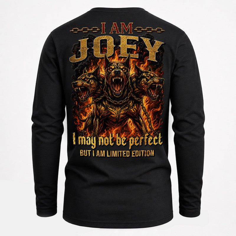 JOEY MP88-F2-168–Personalized Bold Quote Apparel “I Am NAME I May Not Be Perfect But I Am Limited Edition