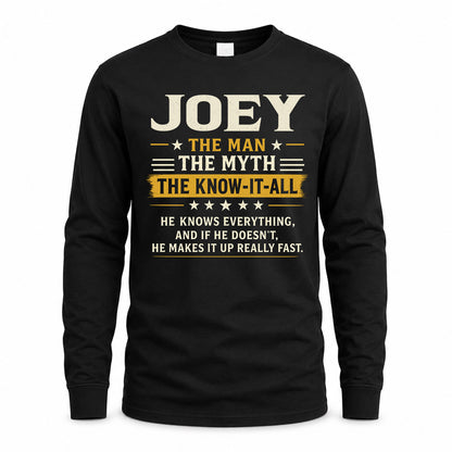 JOEY TM90-K04-125 - NAME Legendary Know-It-All Personalized Funny Shirt