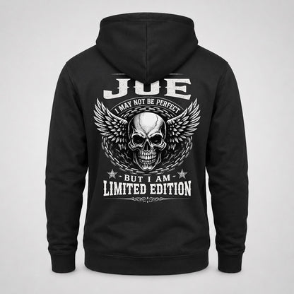 JOE P01-K24-229 – Personalized Skull Graphic Apparel “I Am NAME I May Not Be Perfect But I Am Limited Edition”