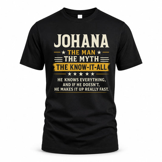 JOHANA TM90-K04-125 - NAME Legendary Know-It-All Personalized Funny Shirt