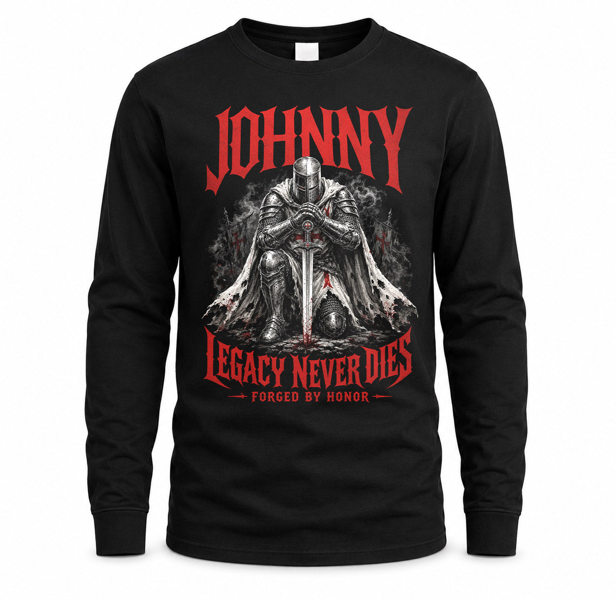 JOHNNY HS90-K04-109 - NAME Legacy Never Dies Forged By Honor Personalized Knight