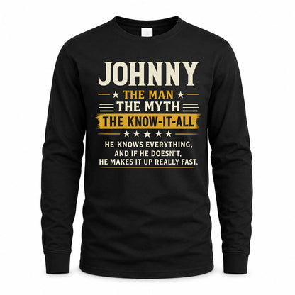 JOHNNY TM90-K04-125 - NAME Legendary Know-It-All Personalized Funny Shirt
