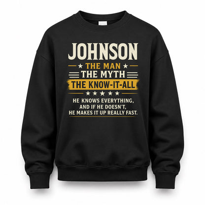 JOHNSON TM90-K04-125 - NAME Legendary Know-It-All Personalized Funny Shirt