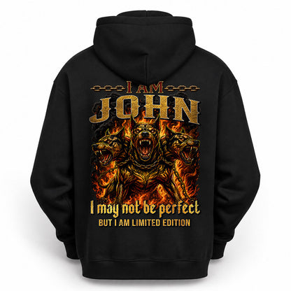 JOHN MP88-F2-168–Personalized Bold Quote Apparel “I Am NAME I May Not Be Perfect But I Am Limited Edition