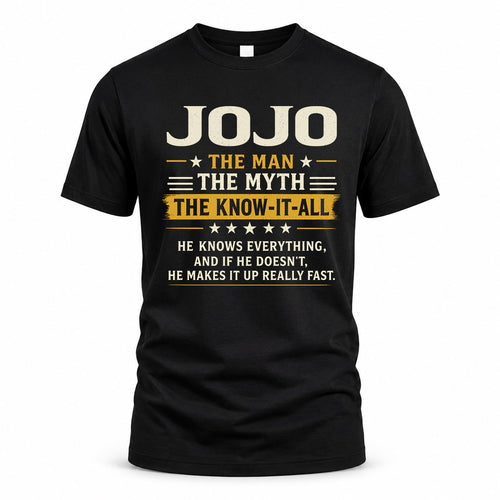 JOJO TM90-K04-125 - NAME Legendary Know-It-All Personalized Funny Shirt