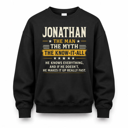 JONATHAN TM90-K04-125 - NAME Legendary Know-It-All Personalized Funny Shirt