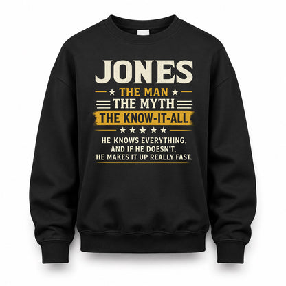 JONES TM90-K04-125 - NAME Legendary Know-It-All Personalized Funny Shirt