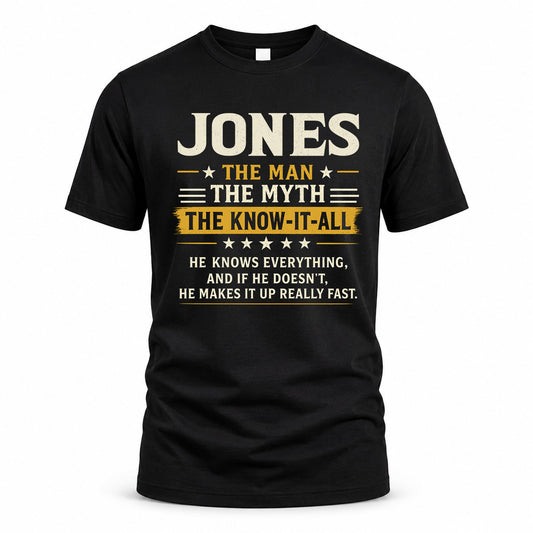 JONES TM90-K04-125 - NAME Legendary Know-It-All Personalized Funny Shirt