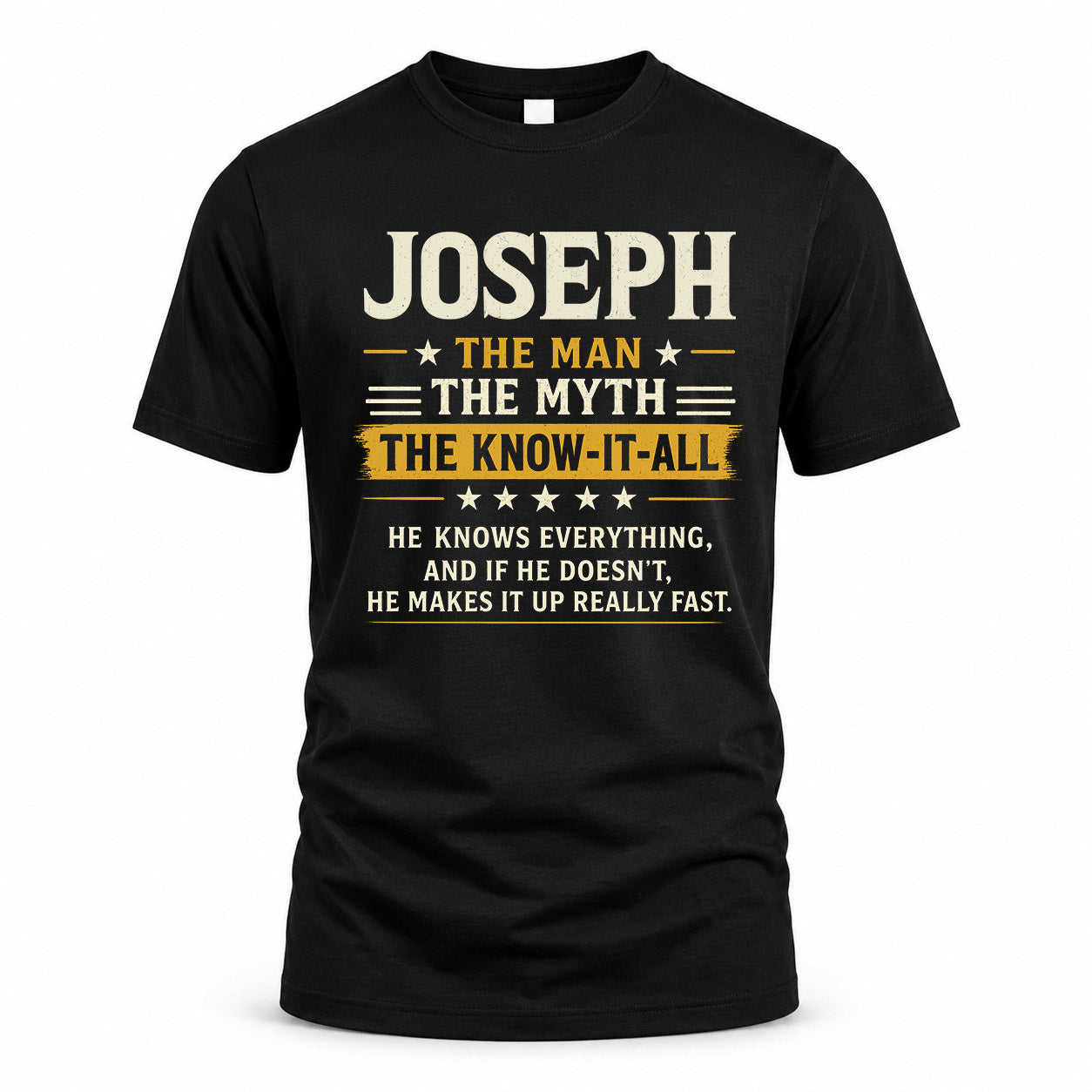 JOSEPH TM90-K04-125 - NAME Legendary Know-It-All Personalized Funny Shirt