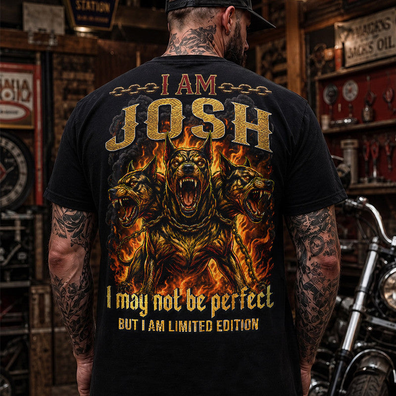 JOSH MP88-F2-168–Personalized Bold Quote Apparel “I Am NAME I May Not Be Perfect But I Am Limited Edition