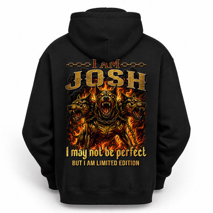 JOSH MP88-F2-168–Personalized Bold Quote Apparel “I Am NAME I May Not Be Perfect But I Am Limited Edition